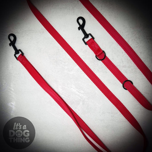 Red with Black Hardware Multi - Functional Training Lead - It's a Dog Thing